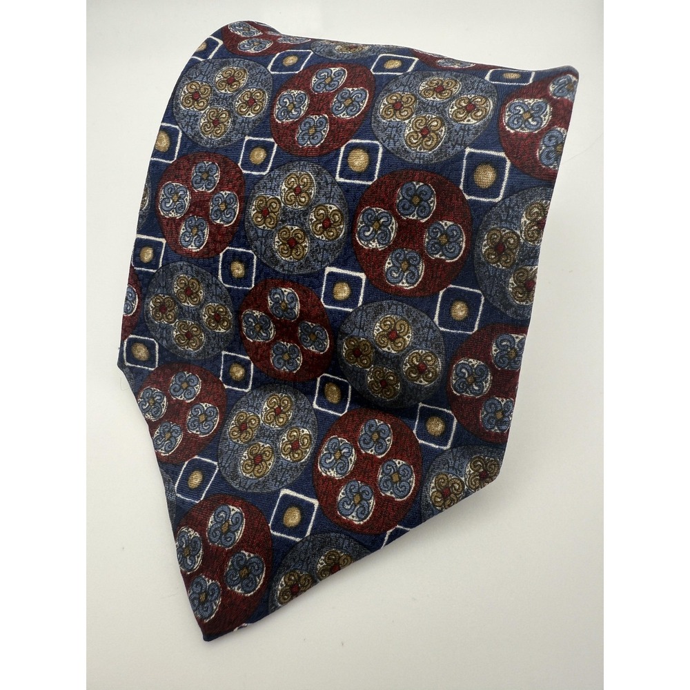 Geoffrey Beene Silk Tie Mens Medallion‎ Pattern Luxury Classic Made in Italy